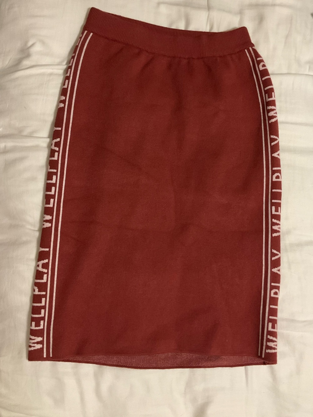 Red Knit Pencil Skirt